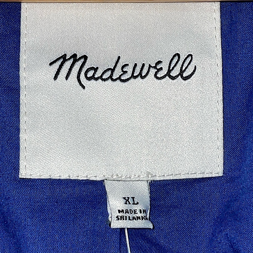 Madewell Linen Double Breasted Blue Crossover Blazer - Picture 2 of 11